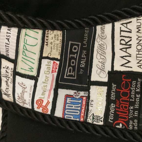 Vintage Fashion Labels Vest Stitched on Black XL Includes Designers Many Eras - Picture 7 of 13